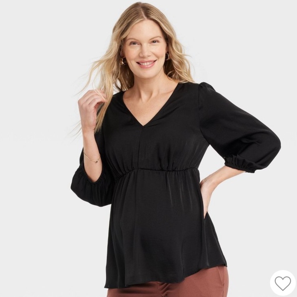 New Elbow Sleeve Woven Back Cut Out Maternity And Beyond Shirt  Isabel Maternity
